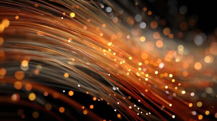 Poster - Abstract 3D Illustration of Fiber Optic Light Waves in Vivid Colors
