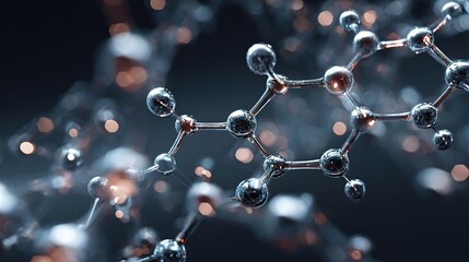Poster - Futuristic Molecular Lattice with Floating Dots in Abstract Design