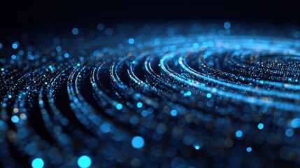 Poster - Blue Circles of Data Streaming into Cyberspace on a Digital Grid