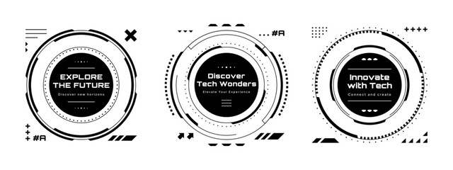 Fototapete - Futuristic HUD vector elements for digital display. Technology geometric interface frame. UI design with circle shapes.