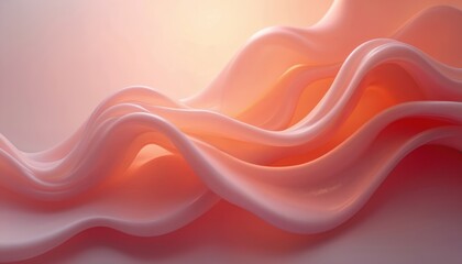 Aufkleber - Abstract design with intertwined curved shapes in warm pink orange light. Smooth wavy flowing motion creates dynamic energy. Modern art illustration, three-dimensional rendering. Elegant futuristic,
