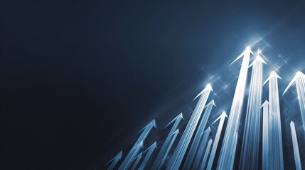 Poster - Futuristic Graphic of Arrows Pointing Up Over Dark Background