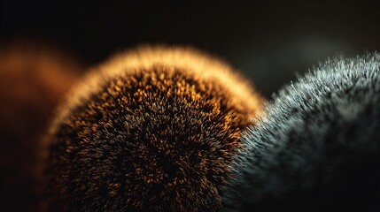 Poster - Close-up of Fuzzy Spherical Objects with Dynamic Lighting Effects