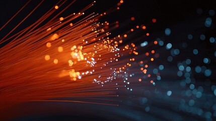 Poster - Close-Up of Optical Fiber Bundle Emitting Vivid Light Effects
