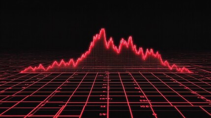 Poster - Animated Red Graph Overlay on White Grid with Black Background