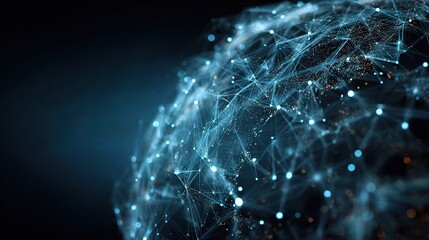 Fototapete - Digital Planet Mesh Concept Visualizing Data in Spherical Format