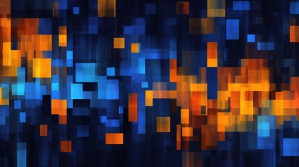 Fototapete - Abstract Blue and Orange Background with Geometric Squares Design