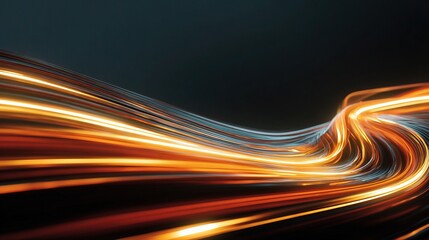 Fototapete - Luminous Abstract Neon Swirl of Drifting Lines in Dark Background