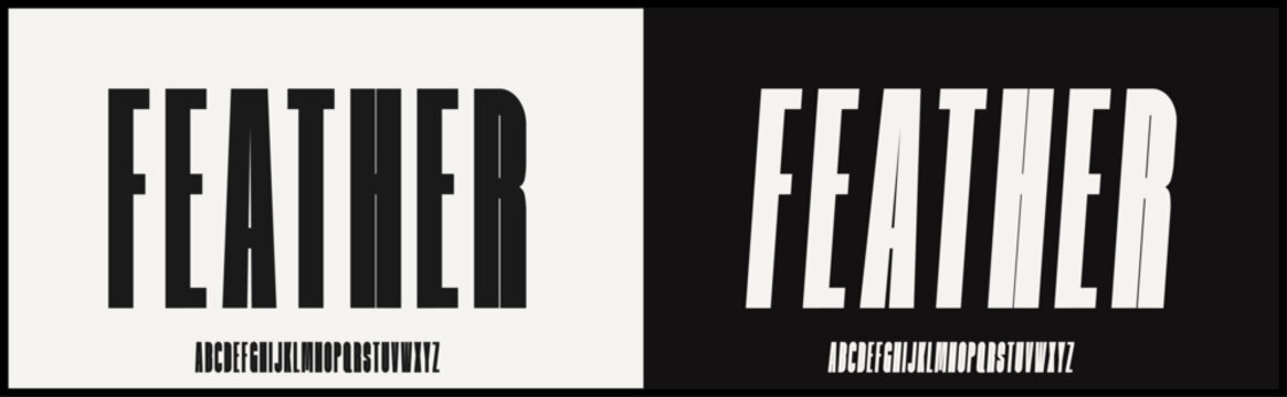 Condensed minimalist vector font. Sanserif alphabet with uppercase.
