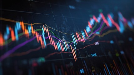 Poster - Stylized Stock Market Visualization with Overlapping Graph Elements