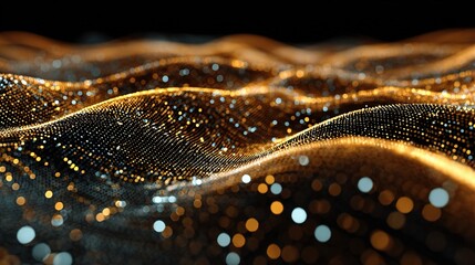 Aufkleber - Futuristic Audio Wave Visualization with Dynamic Dots and Patterns