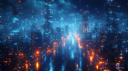 Wall Mural - light trails in the city