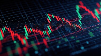Poster - High Contrast Stock Chart with Red and Green Candlesticks Display