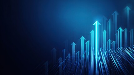 Aufkleber - Futuristic Graphic with Upward Arrows Over a Blue Background