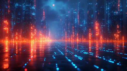 Wall Mural - light trails in the city