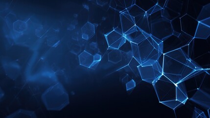 Aufkleber - Abstract Blue Geometric Shapes on Dark Background for Technology Design