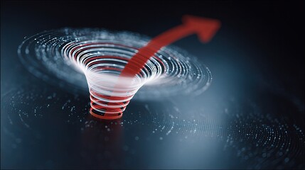 Fototapete - 3D Rendered Downward Trend Line Spiraling Into Vortex Effect