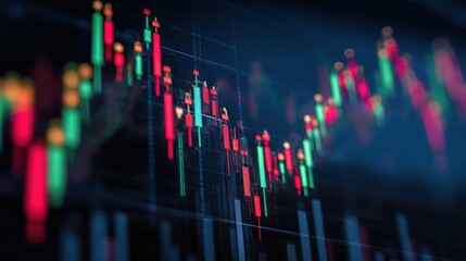 Poster - High Contrast Stock Chart with Red and Green Candlesticks