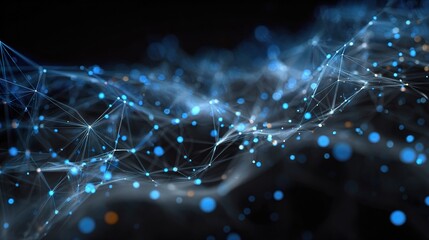 Aufkleber - Modern Abstract Digital 3D Background with Flowing Lines and Dots