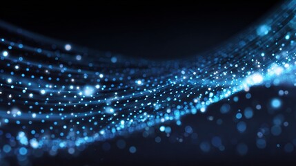 Aufkleber - Abstract Blue Background with Cyber Particles in Motion