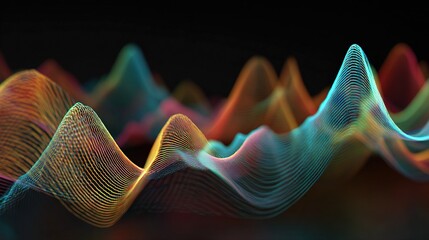 Poster - Colorful Dynamic Graph of Sine Wave Fluctuation on a Dark Background