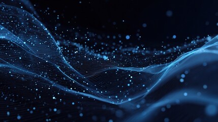 Poster - Futuristic Blue Technology Background with Flowing Patterns and Light
