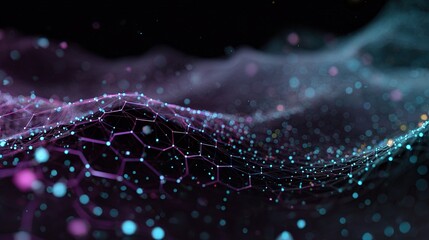 Poster - Abstract Technology Background with Swirling Data Points Visual