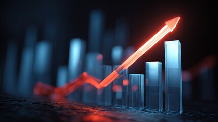 Poster - Modern 3D Growth Visualization with Transparent Elements in Blue