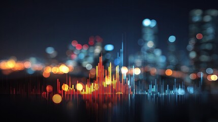 Poster - Abstract Financial Graph with Blurred City Background at Night