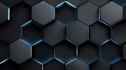 Poster - Dark Hexagon Pattern with Alternating Lights and Abstract Design