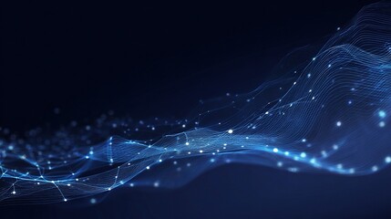 Poster - Abstract Digital Technology Background in Shades of Blue Lines