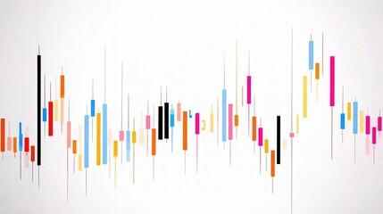 Poster - Minimalist Candlestick Chart Design with Colored Candles and Background