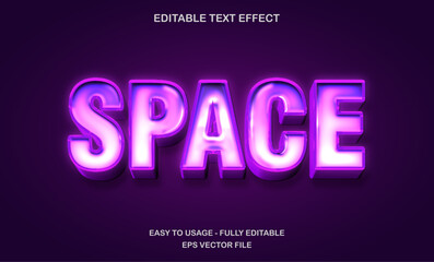 Poster - Space text, editable text effect template, 3d bold futuristic shiny neon light typeface