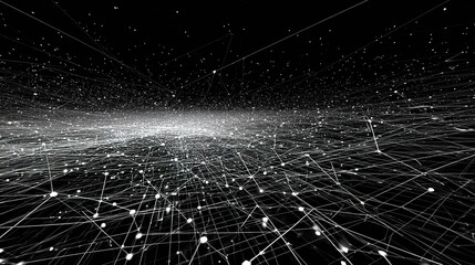 Poster - Abstract Data Visualization with Grids and Lines on Dark Background