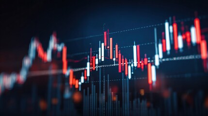 Poster - Candlestick Chart Showing Market Trends with Red Highlights