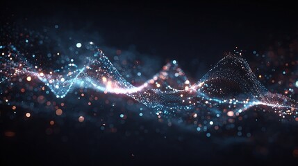 Poster - Abstract Visualization of AI Technology and Data Wave Patterns