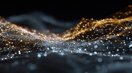Poster - Swirling Particles in a Digital Network Concept Illustration