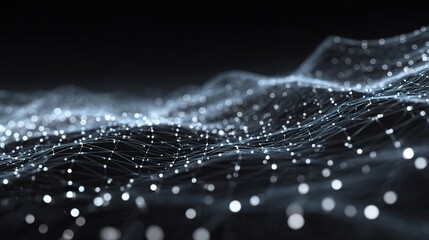 Poster - Futuristic Dense Grid Background with Interconnected Points of Light