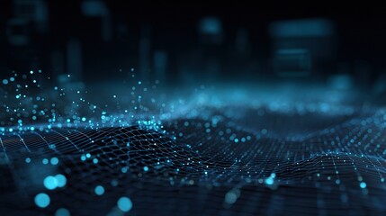 Poster - Futuristic Digital Technology Backdrop with Grid and Nodes