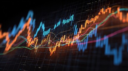 Poster - 3D Rendered Transparent Graph with Floating Elements and Standard Scale
