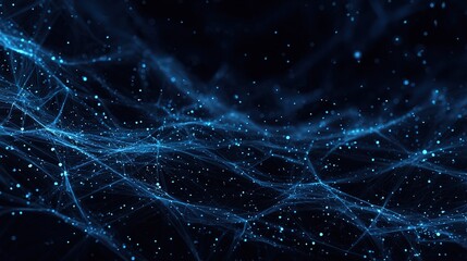 Poster - Futuristic Dense Grid Background with Particles and Blue Lighting