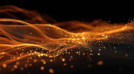 Poster - Luminous Flowing Orange Particles in 3D Fiber-like Bundles