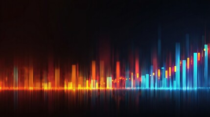 Poster - Vibrant Neon Abstract Chart on Dark Canvas with Panoramic View