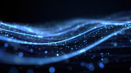 Poster - Flowing Blue Technology Lines Representing Data Streams