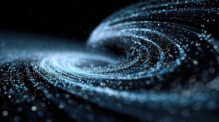 Poster - Futuristic 3D Render of Swirling Particle Field with Light Effects
