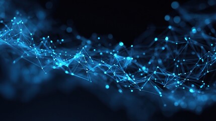 Poster - Abstract Blue Mesh of Points and Lines in Digital Network Design