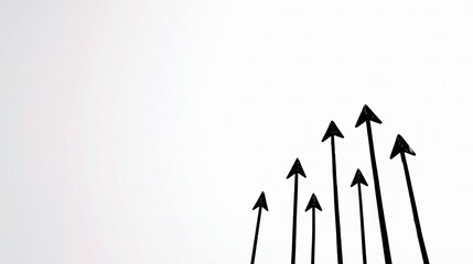 Poster - Black Silhouette Arrows Climbing on White Background for Conceptual Use