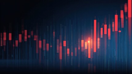 Poster - Dark Blue Candlestick Overlay with Digital Style for Data Analysis