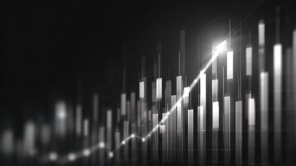 Poster - Monochrome Chart with Bullish Candles and Upward Trend Visualization