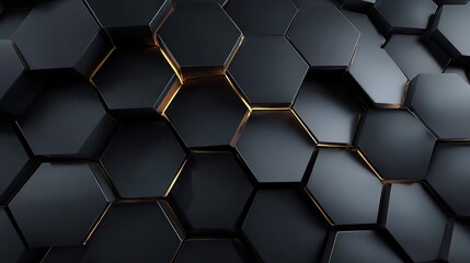 Poster - 3D Honeycomb Hexagon Background with Glossy Black Finish